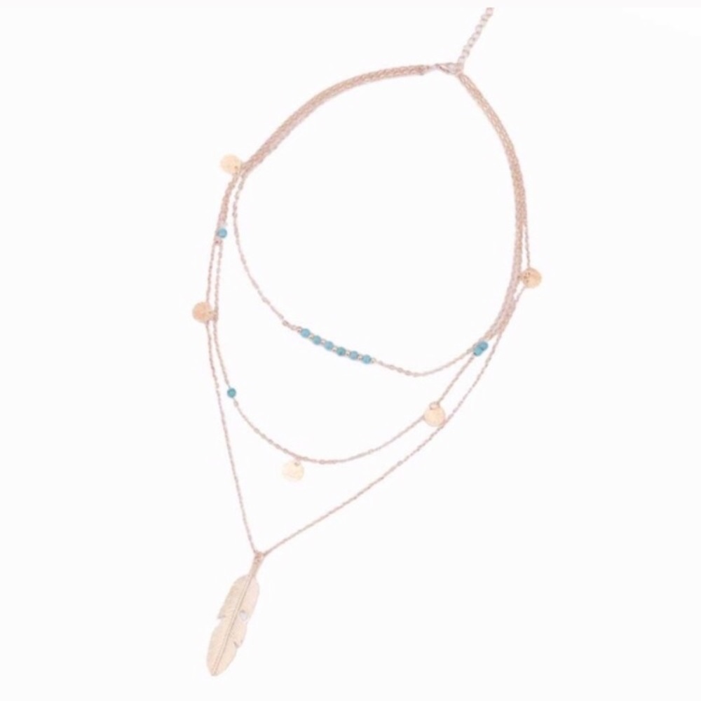 3 Layer Feather Necklace - Picture 3 of 3